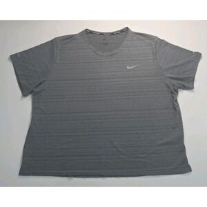 Nike Running Men Shirt 2XL Grey Raglan Sleeve Crew Neck Dri Fit Athleisure Tee